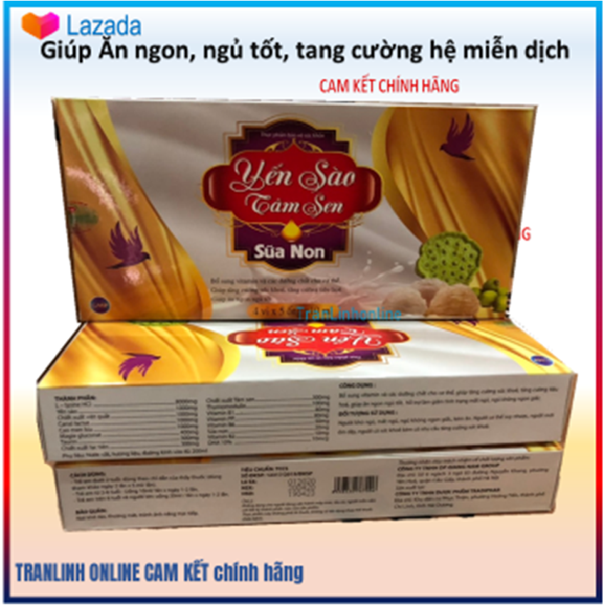 Yến Sào Tâm Sen Sữa Non hỗ trợ tiêu hóa, giúp ăn ngủ ngon, bổ sung vitamin, tăng cường sức khỏe,Trần linh online – hộp 20 ống