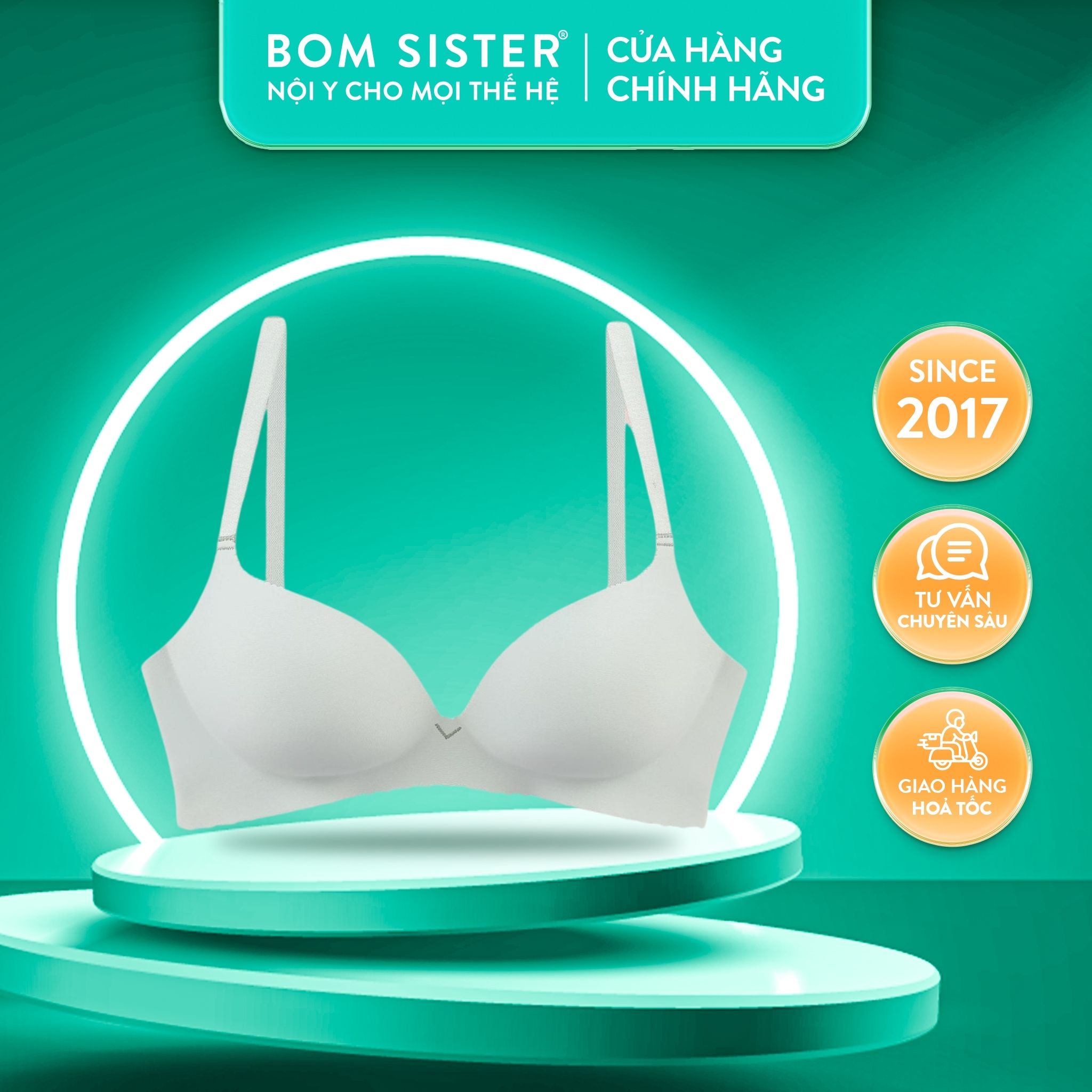 [Nhập LAZFASHION88 30% đơn 199k tối đa 99k] Áo lót nữ su mút mỏng, không gọng thoải mái màu pastel không viền, nâng ngực tự nhiên BOM SISTER A1614
