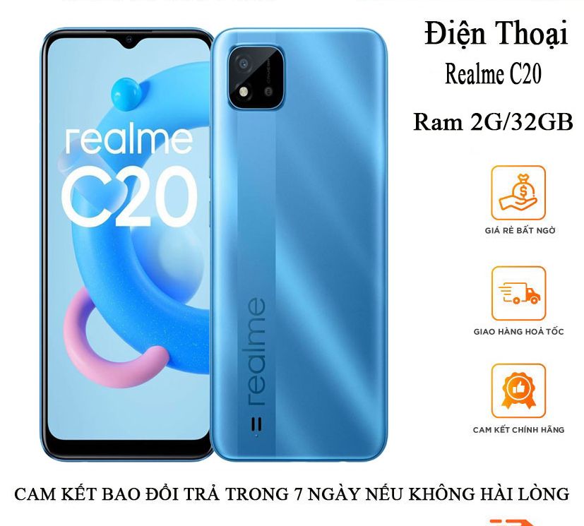 Điện thoại realme c20 pin 5000 ram 2gb/32gb máy chính hãng
