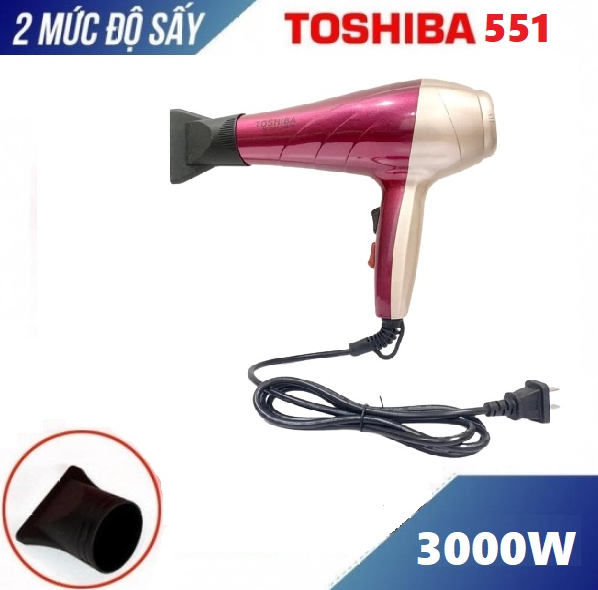 Máy sấy tóc toshiba 551, máy sấy 2 chiều 3 chế độ nhiệt công suất lớn 3000w