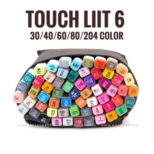 [HCM]Bút Marker Touch Liit 6 30/40/60/80 Màu Túi Vải