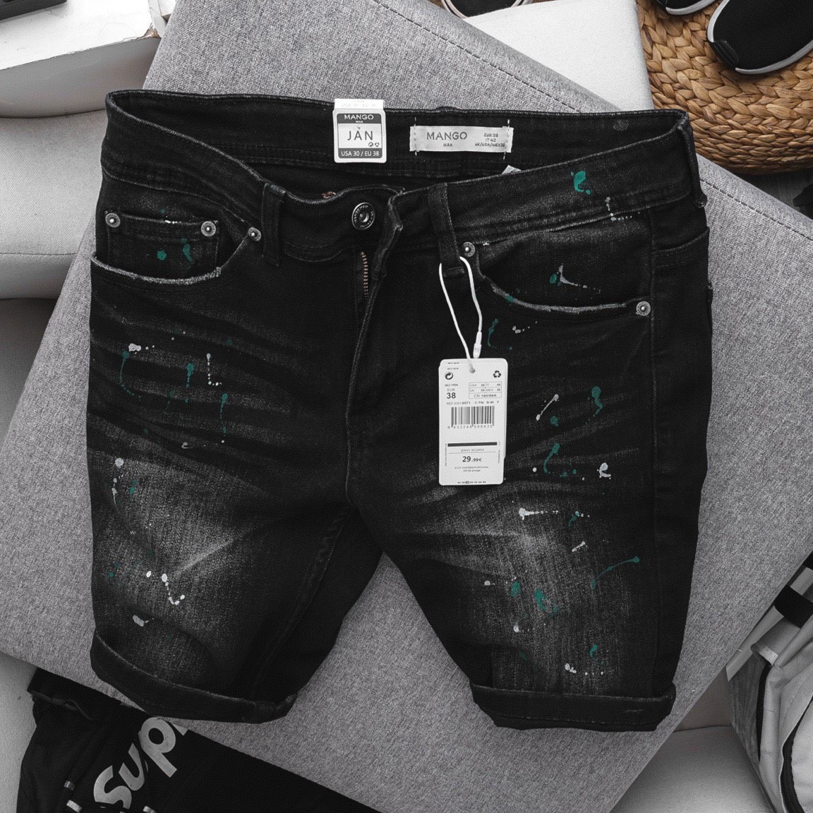 Quần short jean mango cho nam màu đen - mạnh mẽ nam tính