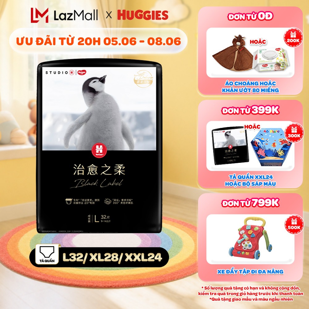 Tã dán/quần Huggies Black Label size M36/L32/XL28/XXL24 miếng