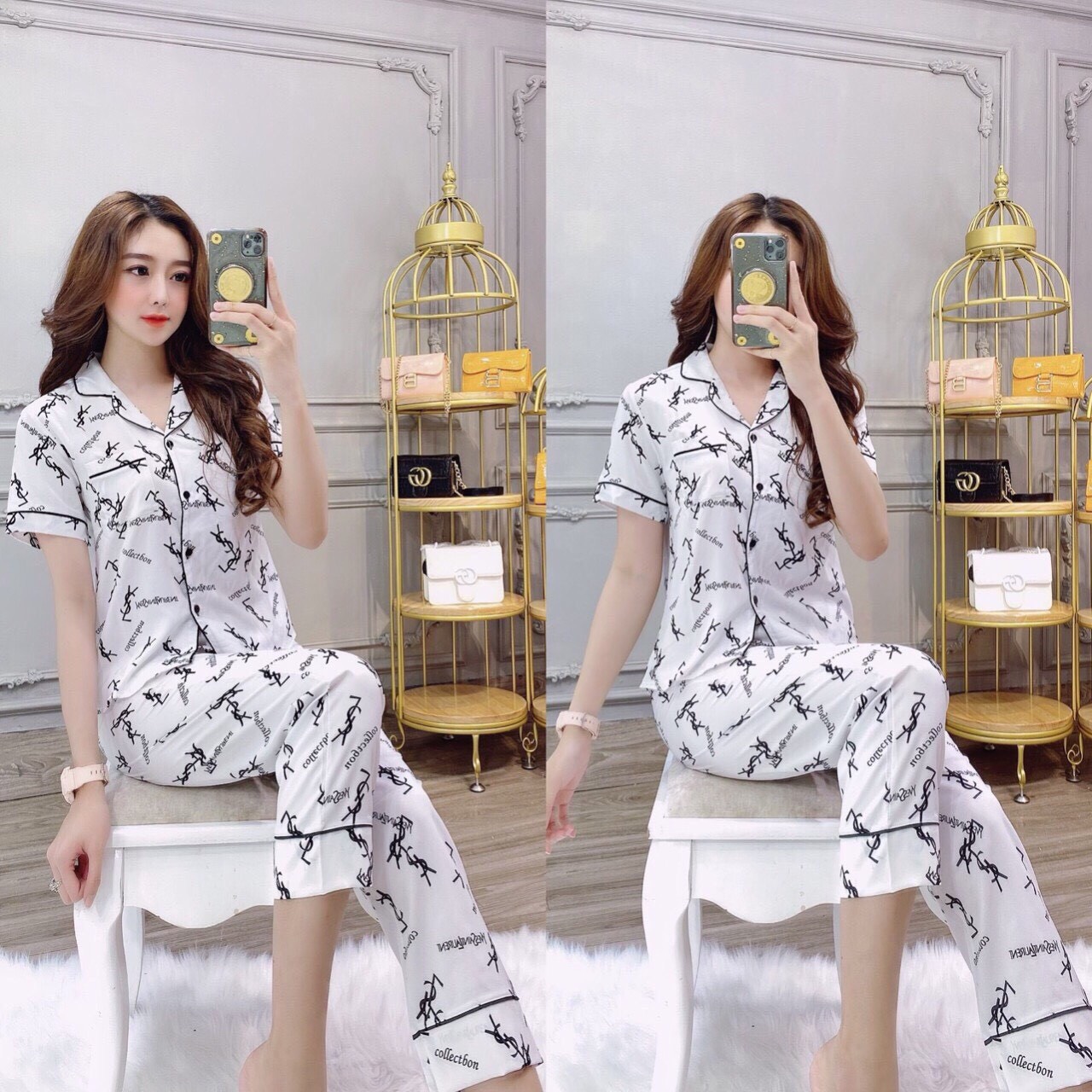 Set bộ pizama họa tiết chữ- hàng thiết kế cao cấp