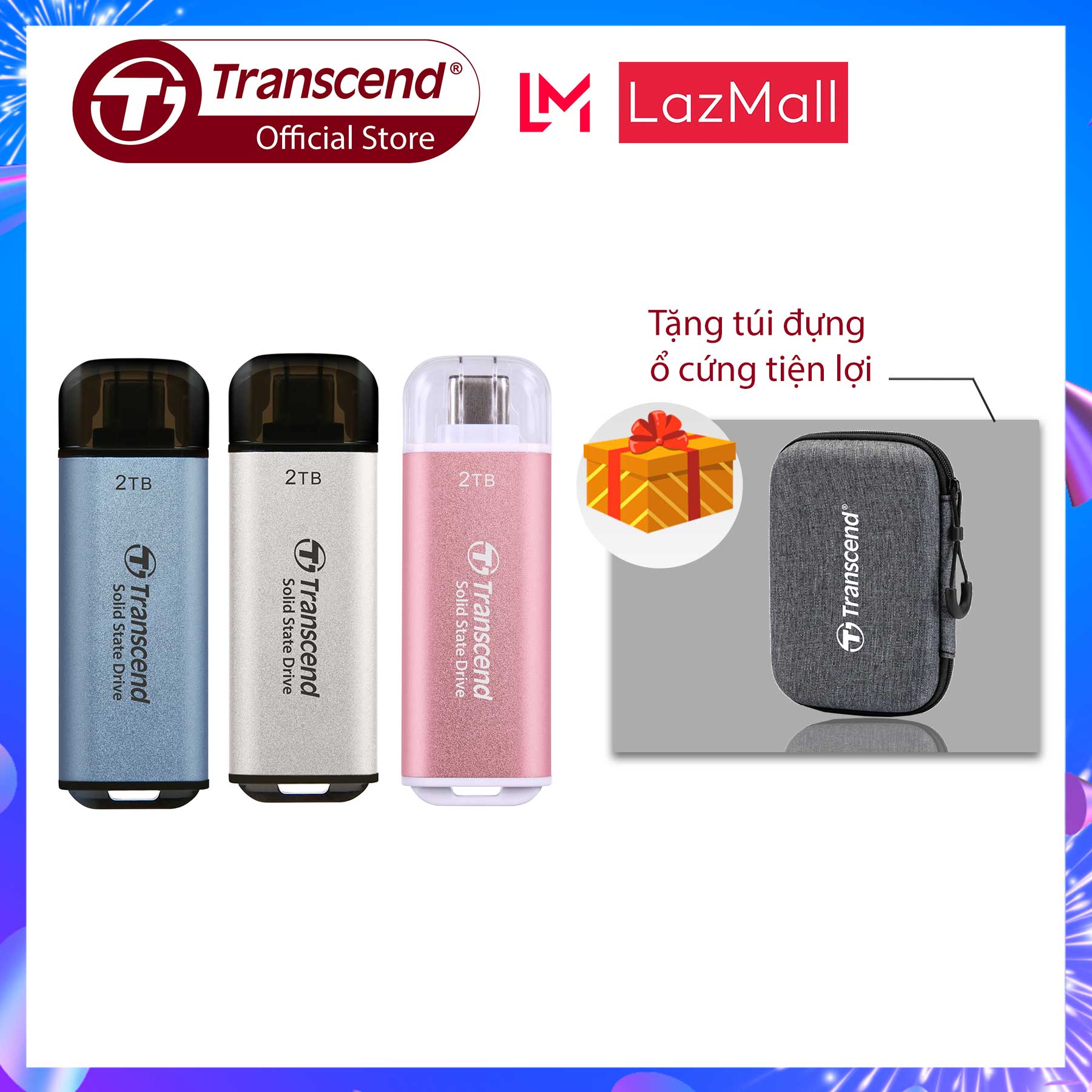 Ổ cứng gắn ngoài ESD300, USB 10Gbps, Type C, up to 1050 MB s, Transcend