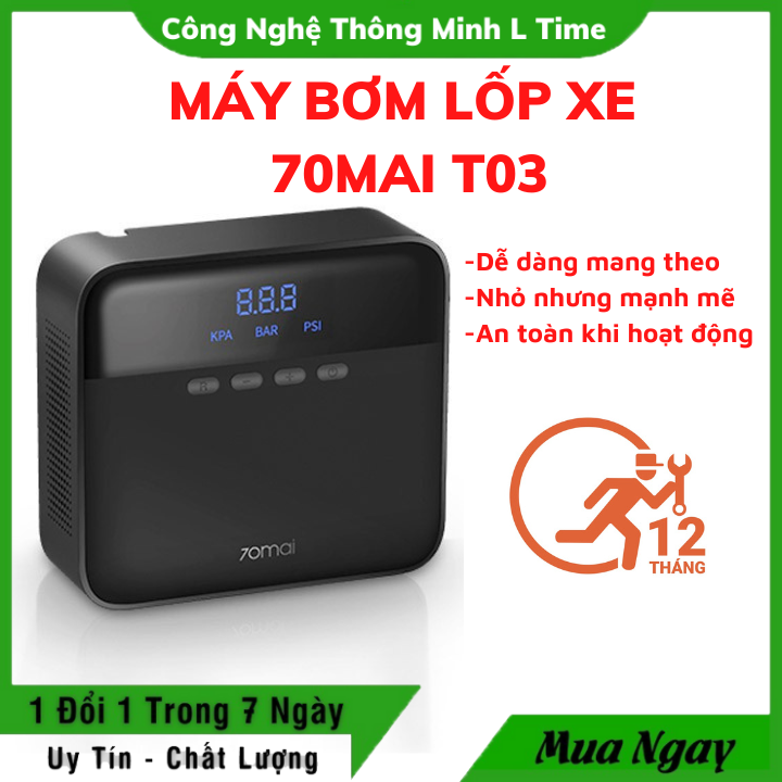 Máy bơm lốp xe ô tô 70mai lite tp03 sạc điện - bảo hành 12 tháng