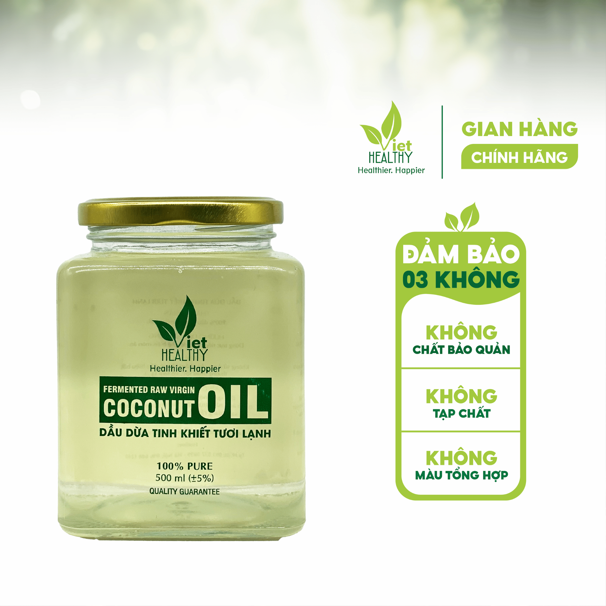 Dầu Dừa Lên Men Tách Lạnh Tinh Khiết Viet Healthy 500ml