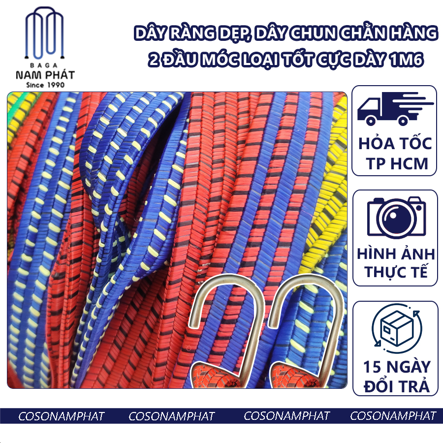 Dây ràng dẹp dây su dẹp day chun chằn 1m6 giây thun chằng hàng đây gàng giay cột hàng 2 móc loại tốt cực dày