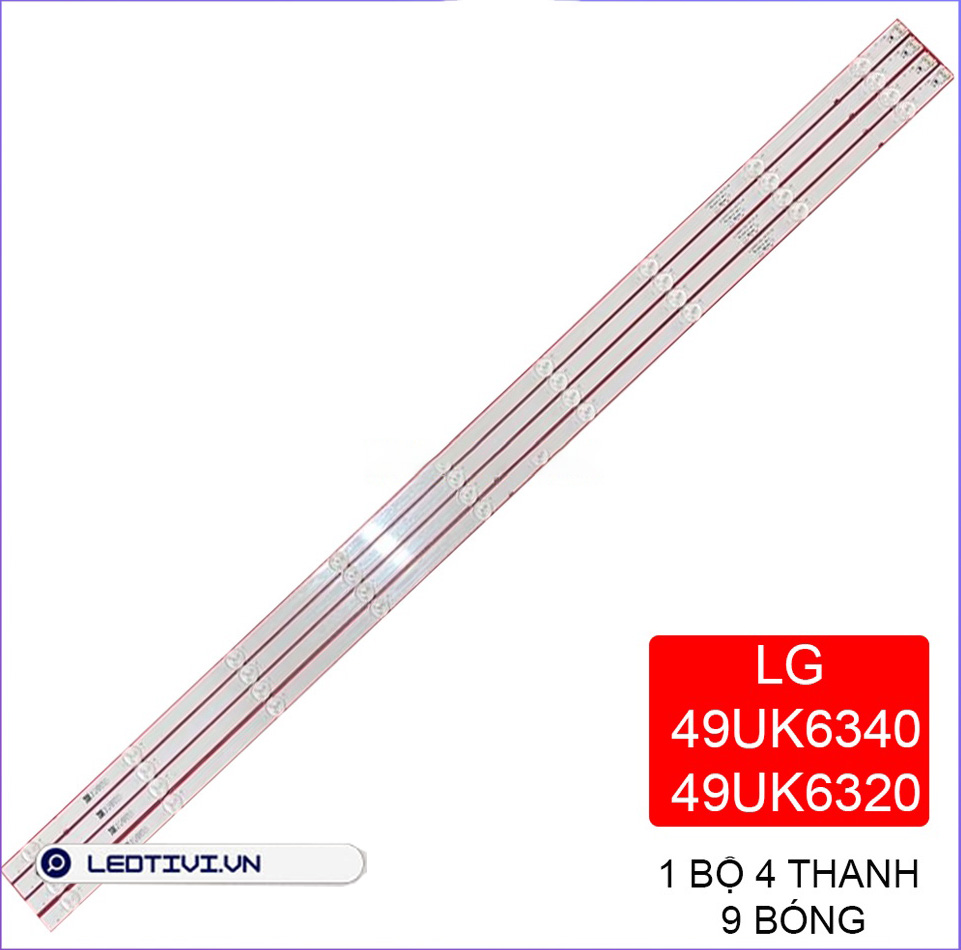 Thanh led tivi lg 49uk6340 - lắp zin tivi lg 49uk6340 - 1 bộ 4 thanh 9led - led mới 100% nhà máy