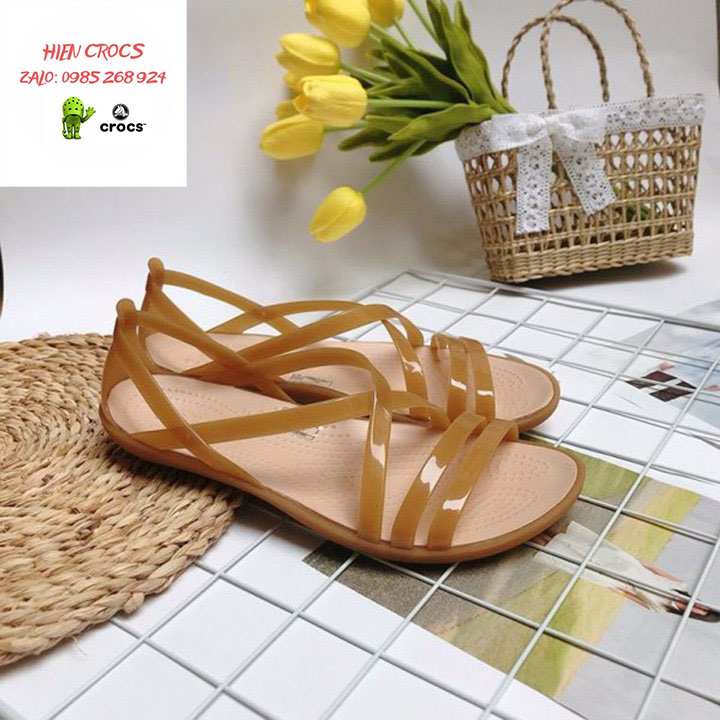 Sandal nhựa đi mưa -crocs- isabella màu nâu