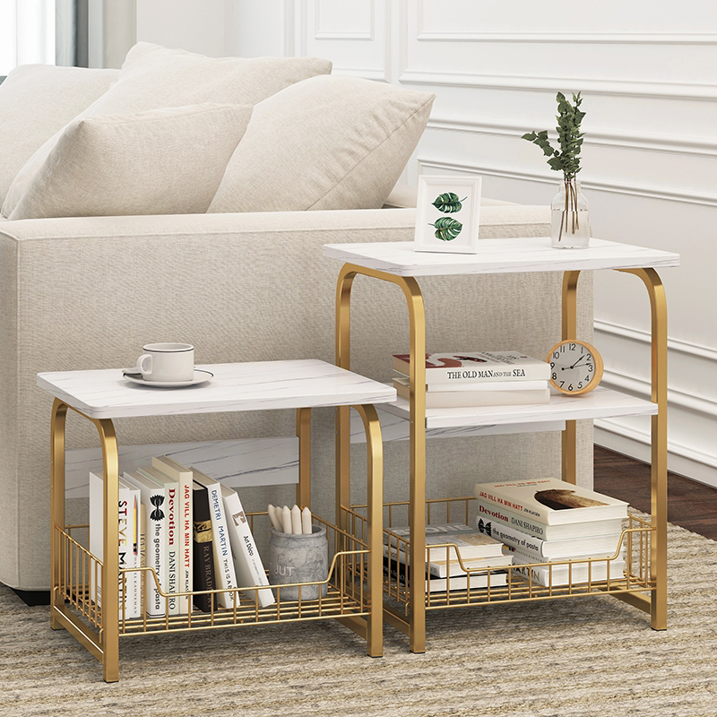 Bàn uống nước trang trí cạnh sofa, kệ đế sách báo chí phòng khách 3 tầng phong cách sang trọng, hiện đại