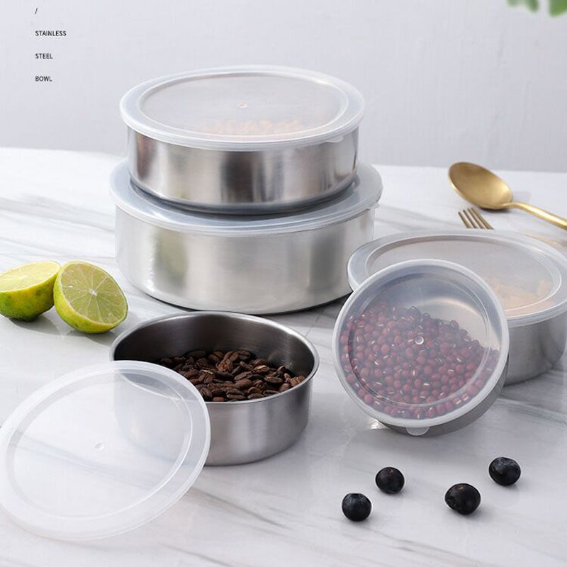 [BẢO QUẢN ĐỒ ĂN] - BỘ 5 CÁI THỐ INOX CAO CẤP CÓ NẮP ĐẬY 12-18CM(CÓ NẮP ĐẬY ĐỂ TỦ LẠNH) - HỘP ĐỰNG THỨC ĂN TIỆN LỢI CÓ NẮP ĐẬY GIÁ RÊ - TRỌN BỘ 5 CÁI GIỮ NHIỆT TỐT