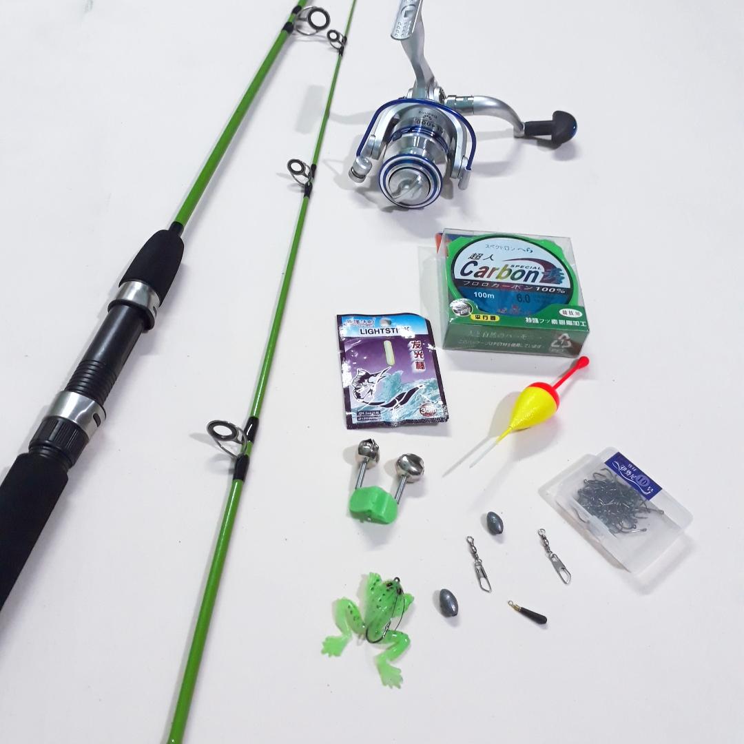 Bộ cần câu máy 2 khúc shimano đặc kèm máy AL và phụ kiện