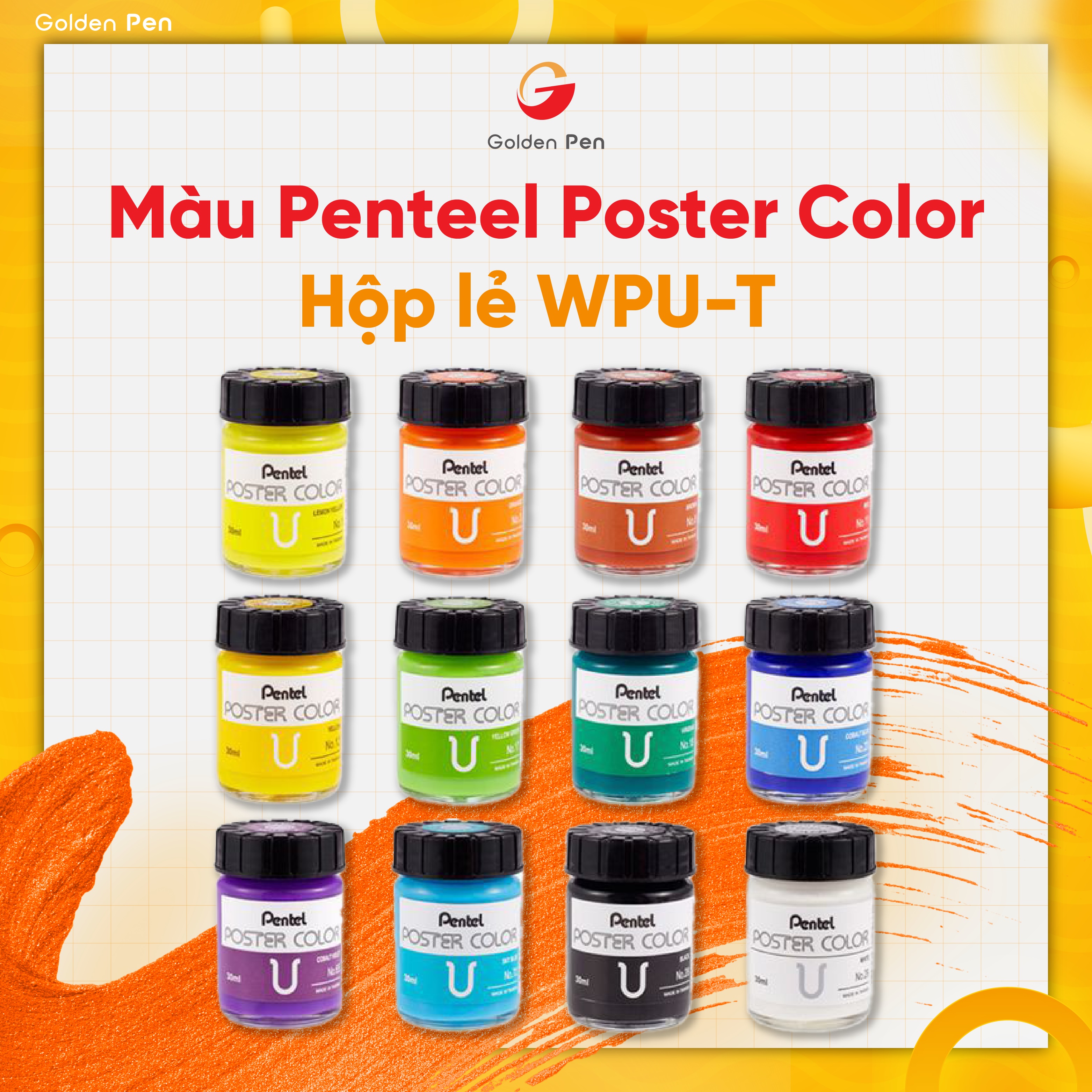 (Lọ Lẻ) Màu Poster Pentel Wpu Màu Vẽ Bền, Lâu Phai, Không Độc Hại