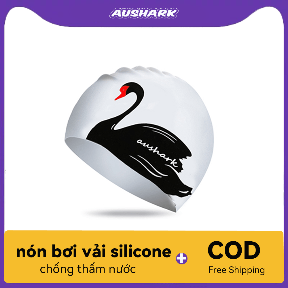AUS Mũ bơi, nón bơi cho nữ, dành cho tóc dài hoặc ngắn Mũ bơi silicon bền cho