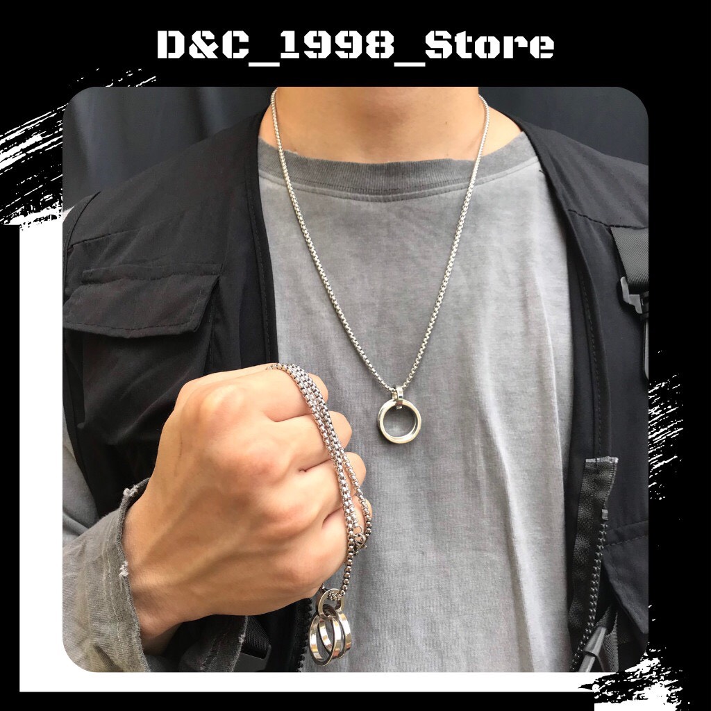 Dây Chuyền Nam Nữ, Vòng Cổ Nhẫn Đôi Bằng Hợp Kim Titan Không Gỉ - Phong Cách Unisex - D&C_1998_Store