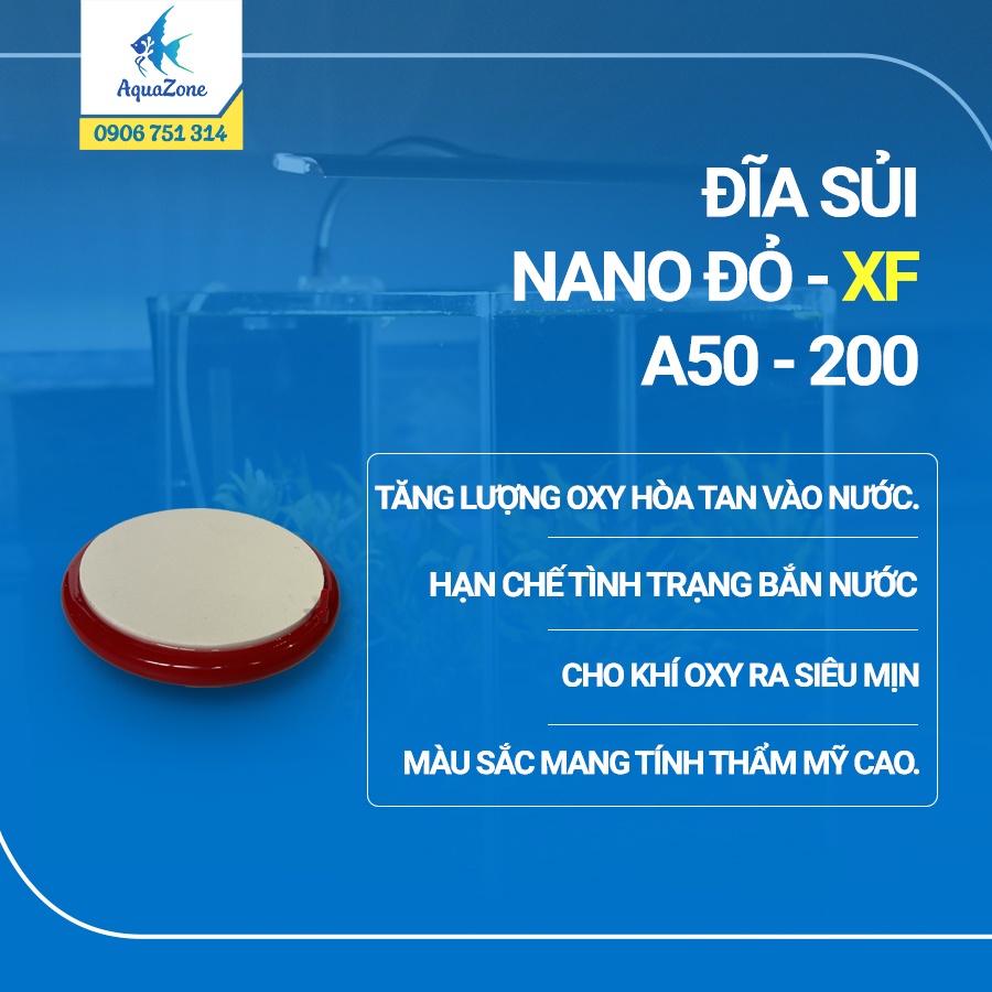 Đĩa sủi Oxy Nano đỏ A50-A200 siêu mịn, phù hợp mọi kích thước bể