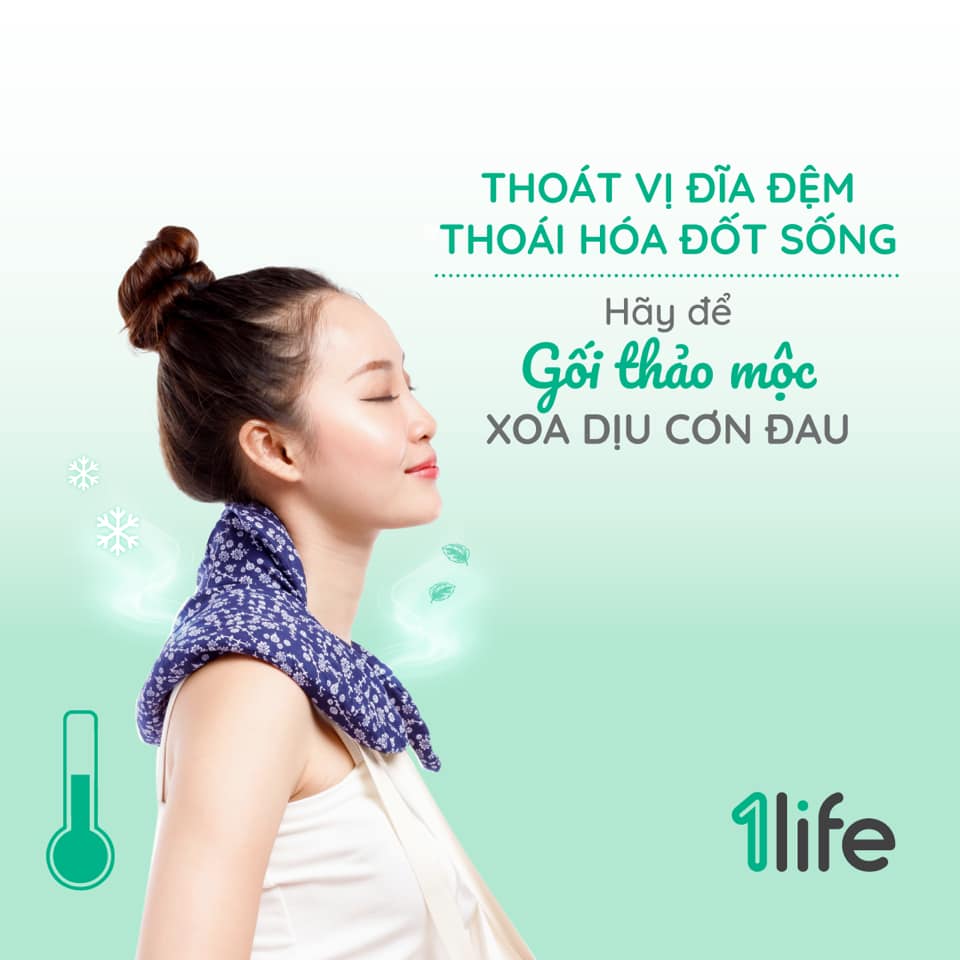 Gối thảo mộc 1life chườm cổ vai gáy