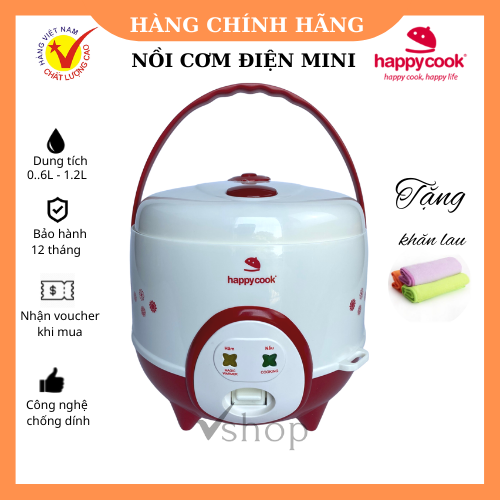 Nồi cơm điện mini happycook, cỡ , màu , hàng vn chất lượng cao - bh 1 năm, tặng khăn lau