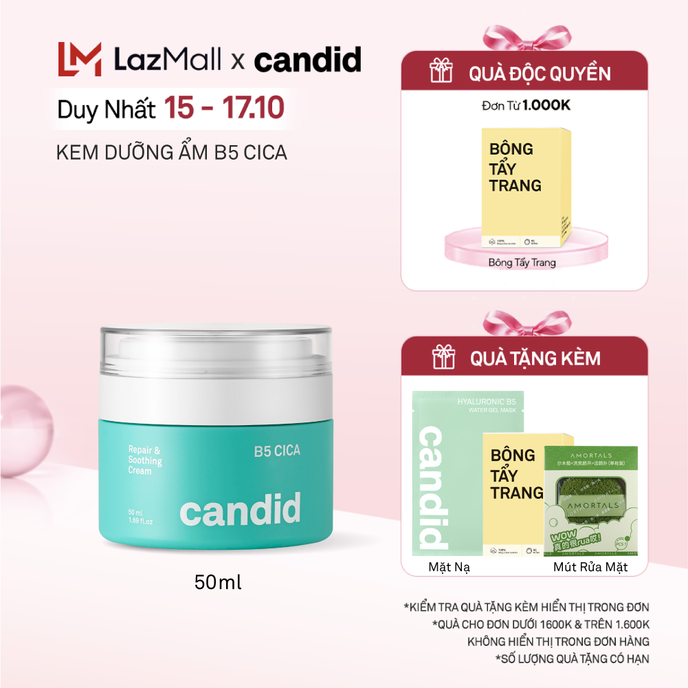 Kem Dưỡng Ẩm Hỗ Trợ Làm Dịu, Phục Hồi Da B5 CICA - Candid B5 CICA Repair & Soothing Cream 50ml