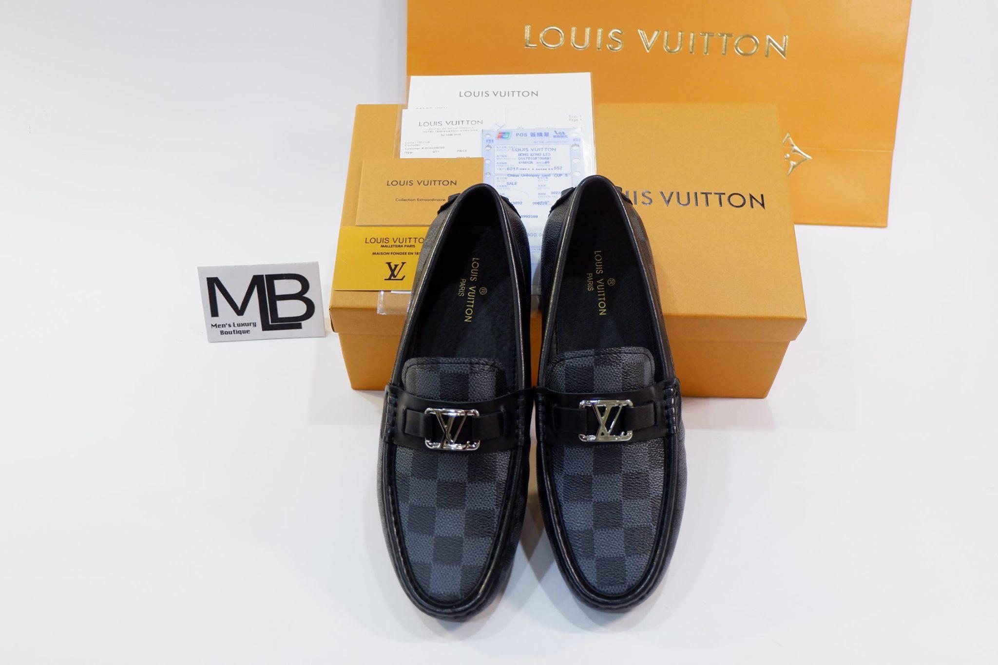 (2 MÀU) Giày lười nam Da đen xần xịn Kiểu dáng kẻ KARO đơn giản