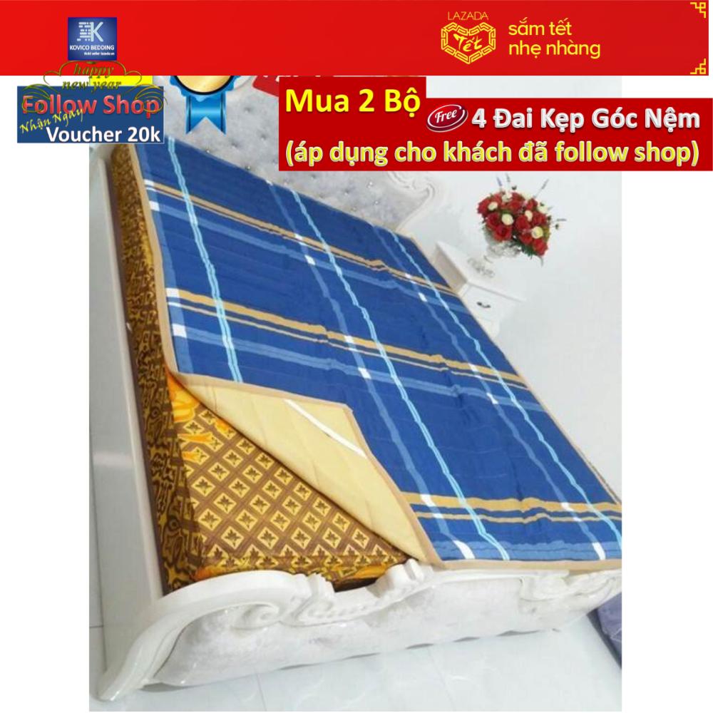 (FreeShip MAX) Tấm Trải Giường Chần Bông Đa Năng (Dùng Thay Nệm, Chiếu,Ga) Kẻ BBR (1m6x2m)
