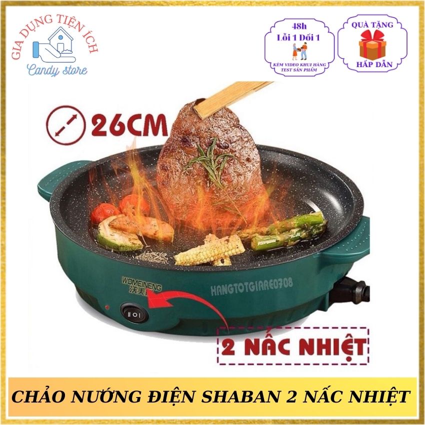 Chảo nướng điện mini đa năng , bếp nướng điện , nướng thịt bbq hàn quốc 26cm tráng men chống dính, dễ dàng lau chùi, đảm bảo vệ sinh ăn uống
