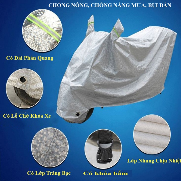 [SIZE TO TRÙM XE TAY GA] Bạt phủ xe máy chất lượng tốt, chống mưa nắng, bụi bẩn, chống thấm nước tuyệt đối, Áo trùm xe máy, Bạt trùm xe loại xịn có phản quang