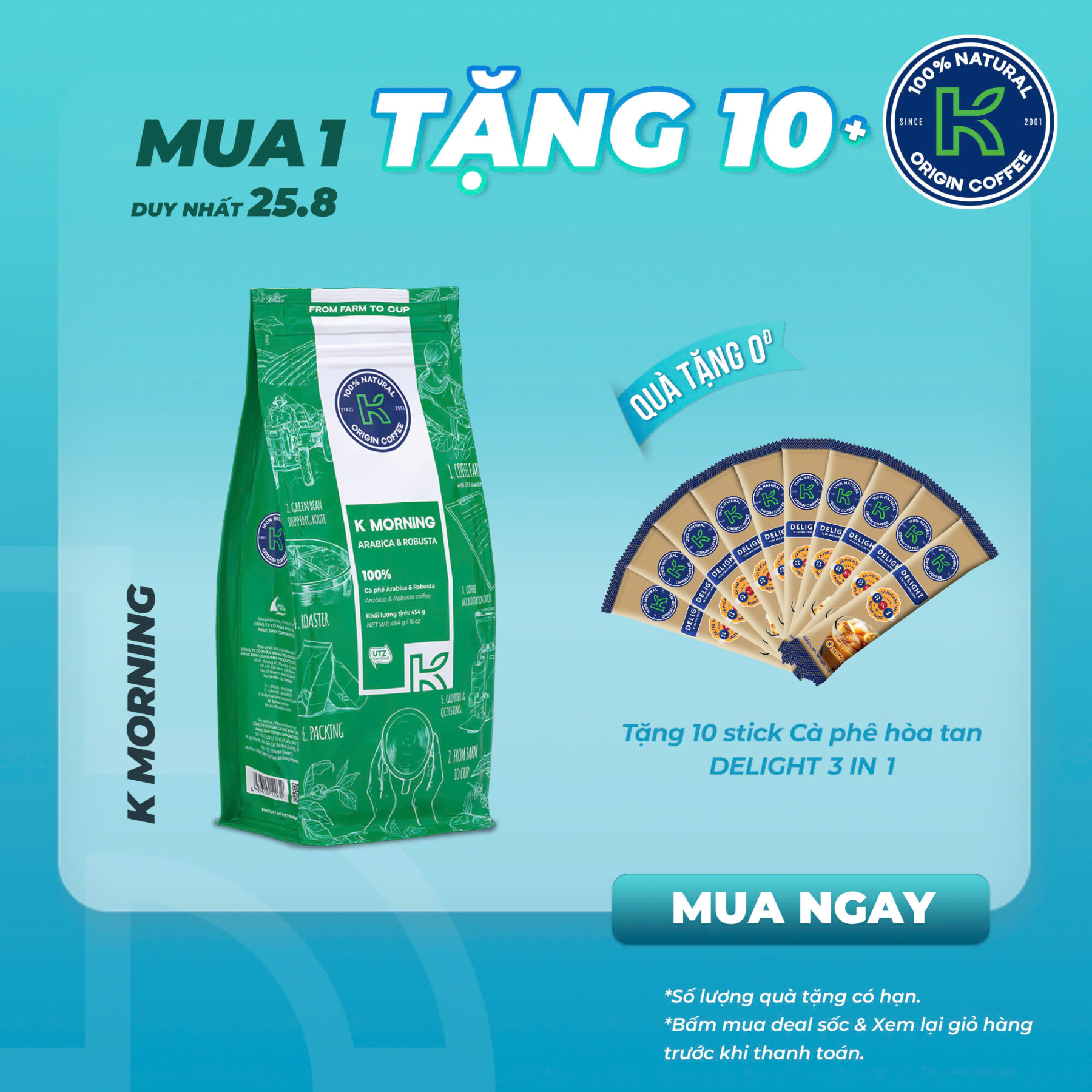 Cà Phê Rang Xay K Morning Thương Hiệu K Coffee Túi 454g Nguyên Chất Đậm Đà