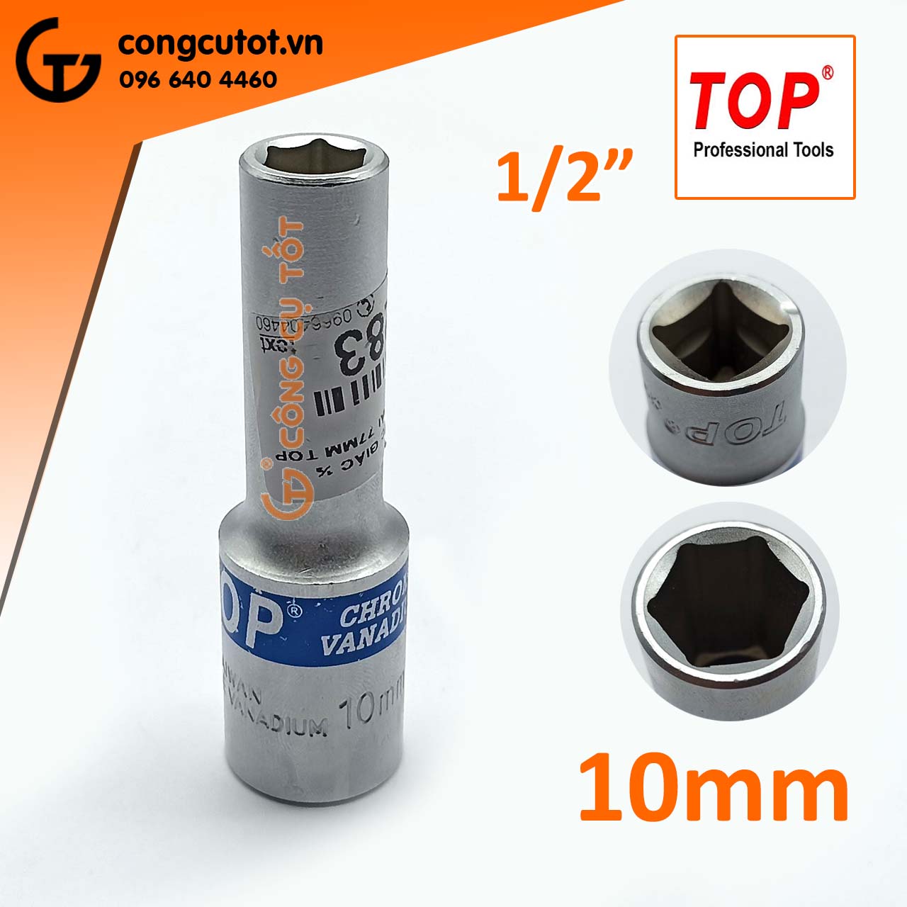 Đầu tuýp lục giác - đầu khẩu lục giác 1/2 inch TOP Đức dài 77mm