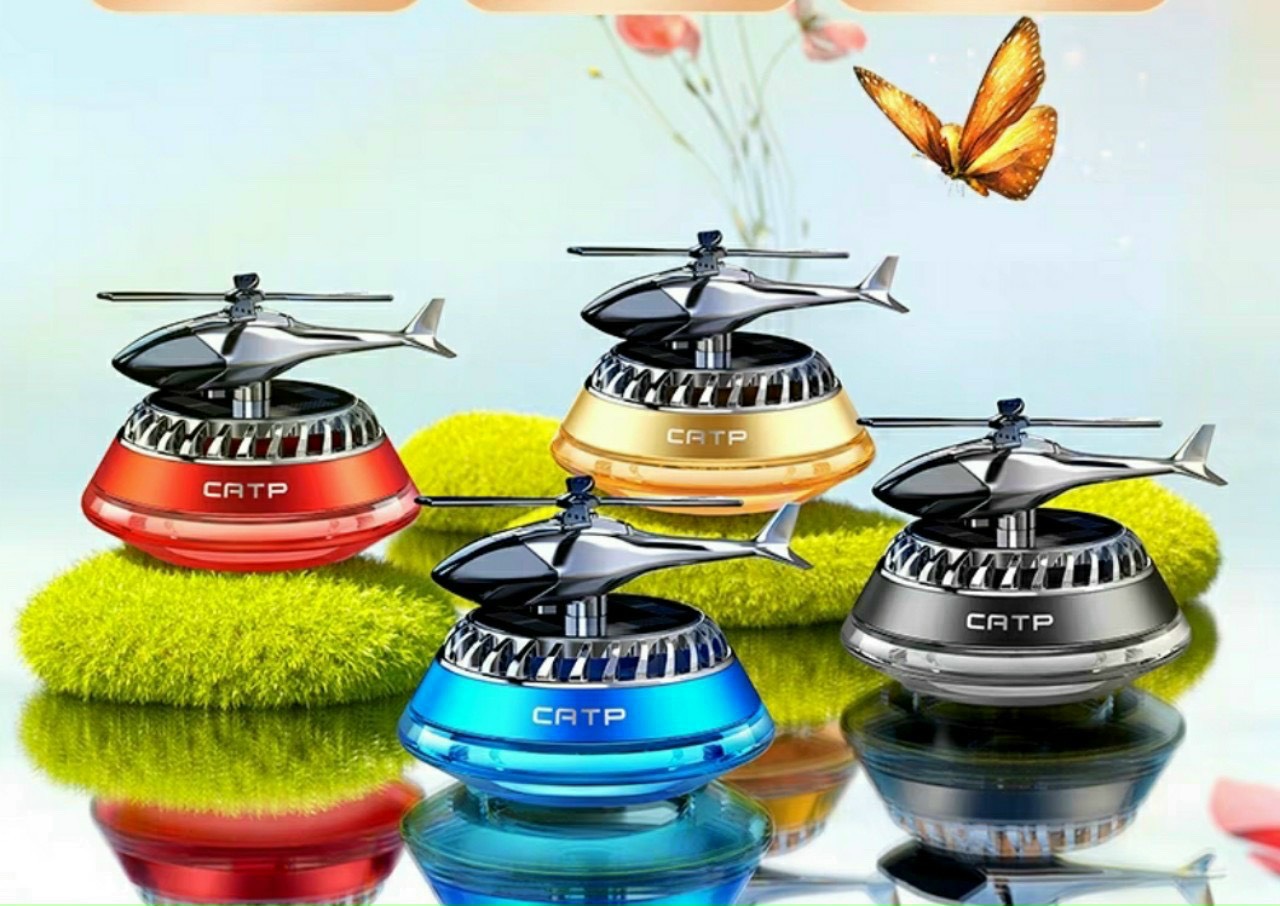 NƯỚC HOA XE HƠI CATPai HÌNH MÁY BAY HIỆN ĐẠI, KHỬ MÙI XE OTO CÁNH QUẠT CHẠY BẰNG NĂNG LƯỢNG MẶT TRỜI
