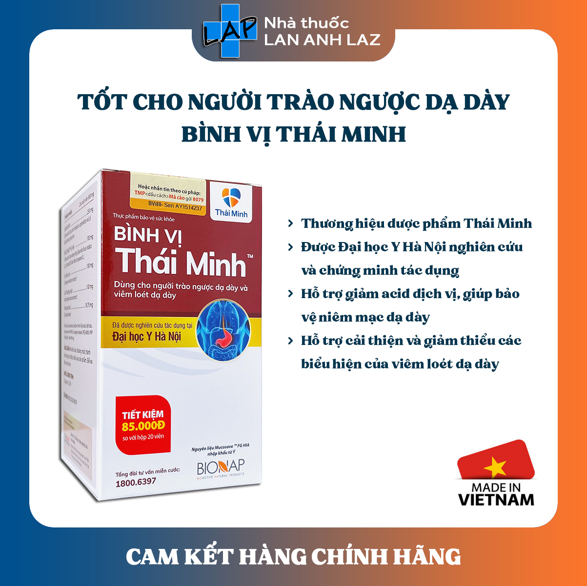 Bình vị thái minh - hỗ trợ ngăn trào ngược, lành vết loét dạ dày.