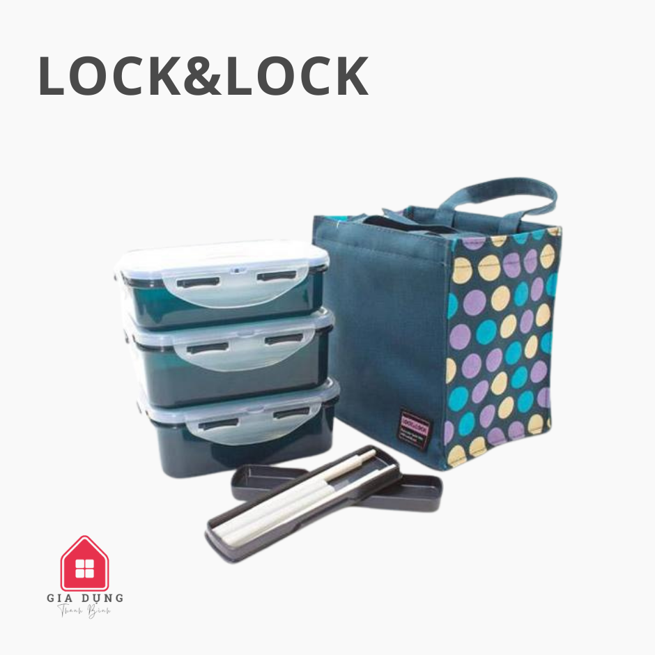 Bộ hộp đựng cơm nhựa PP Lock&Lock Navy 1280ml – HPL814DBN