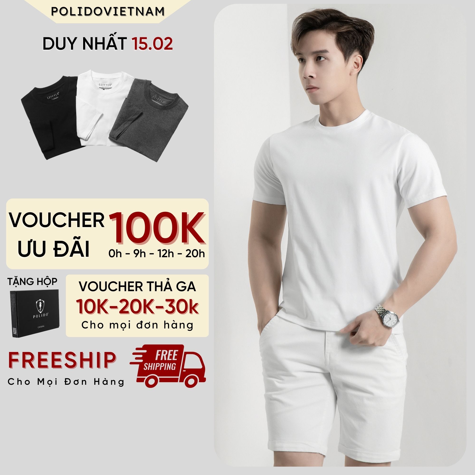 Áo Phông Cộc Tay Nam Màu Trắng Chất Cotton Phong Cách Basic Form slimfit