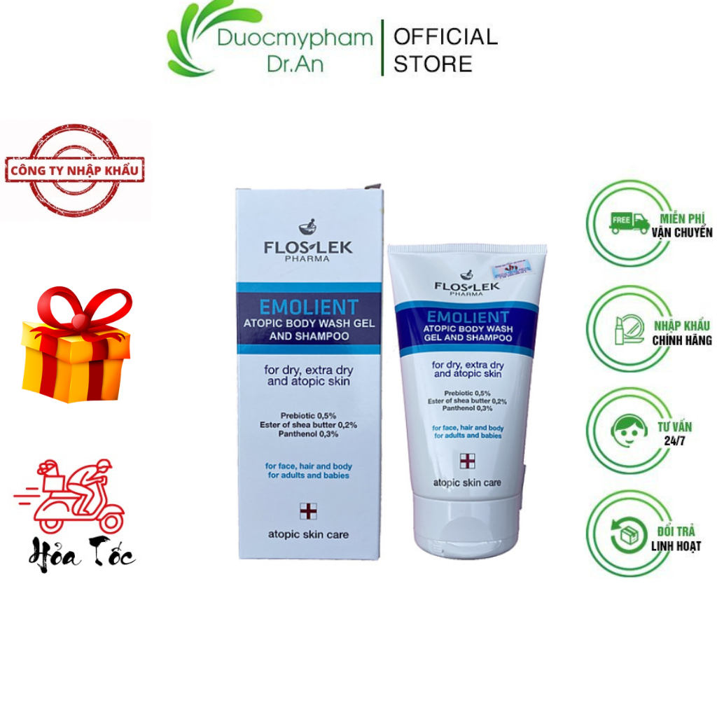 HÀNG NHẬP KHẨU - Dầu Gội Và Sữa Tắm Floslek Atopic Shower Body Wash And Shapoo Dành Cho Viêm Da Cơ Địa Dùng Được Cho Cả Trẻ Em 150ml - DuocmyphamDrAn
