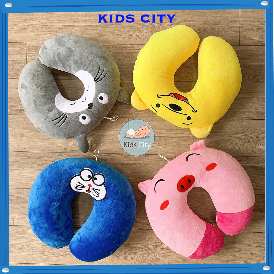 [Tặng kèm cột tóc] Gối chữ U, Gối kê cổ, gối văn phòng Thêu đẹp