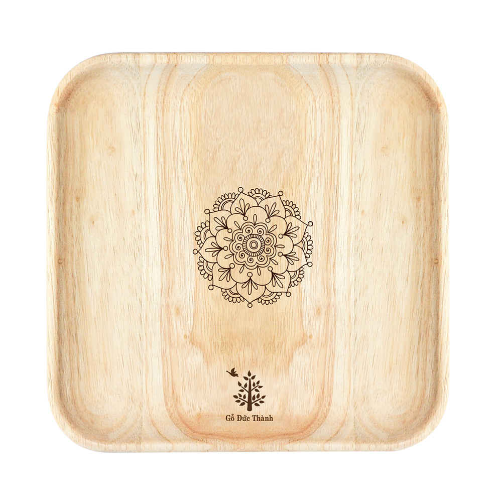 Đĩa gỗ vuông size trung Gỗ Đức Thành 22141