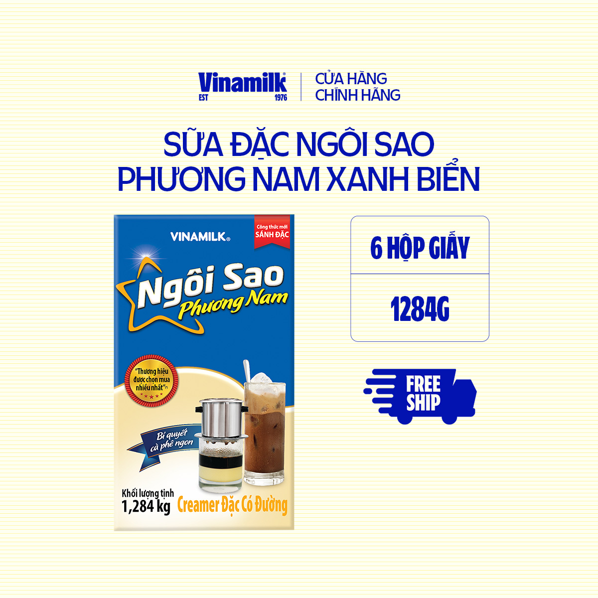 Bộ 6 hộp Creamer sữa đặc Ngôi Sao Phương Nam xanh biển