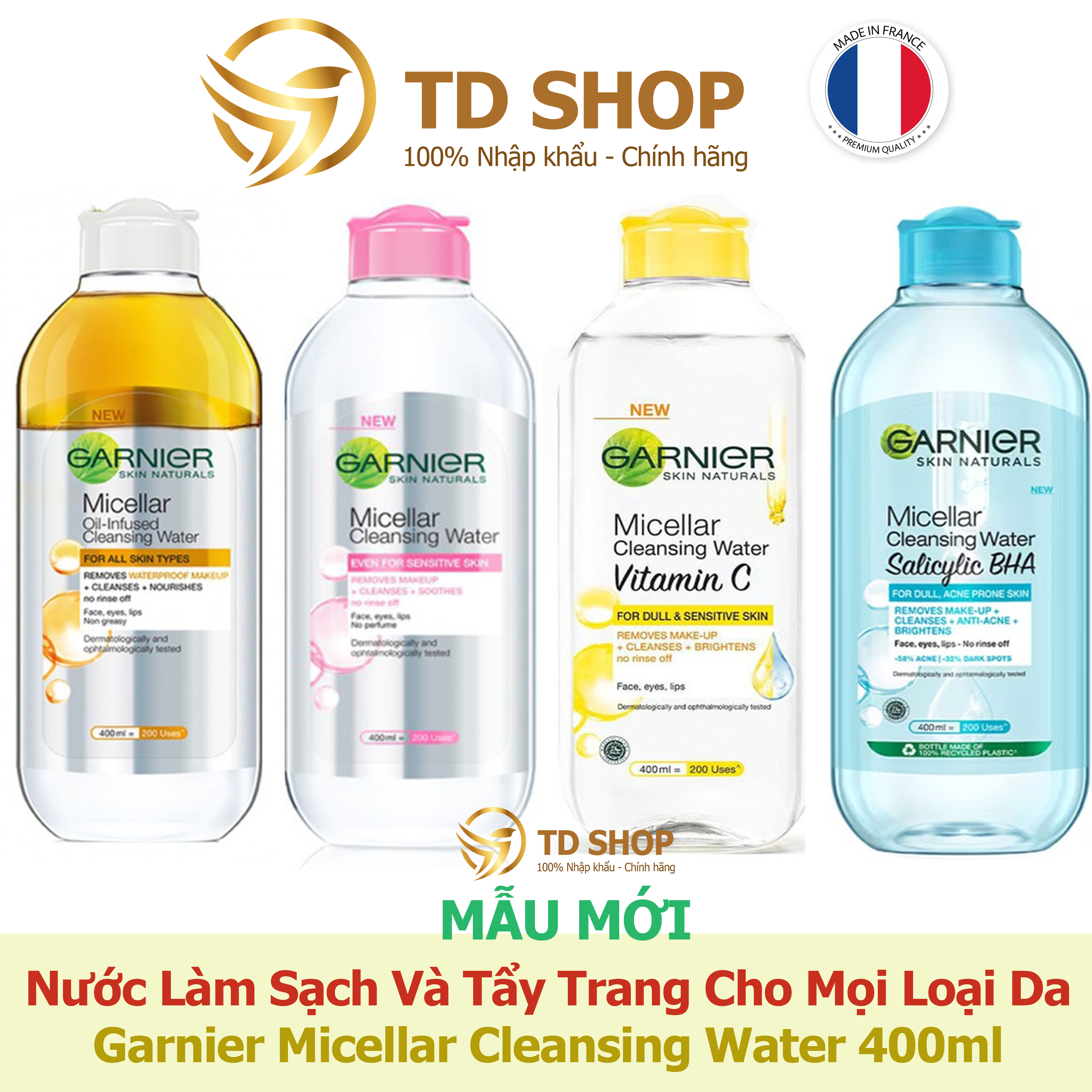Garnier Nước Tẩy Trang - Tẩy Trang Garnier Micellar Cleansing Water 400ml - TDShop