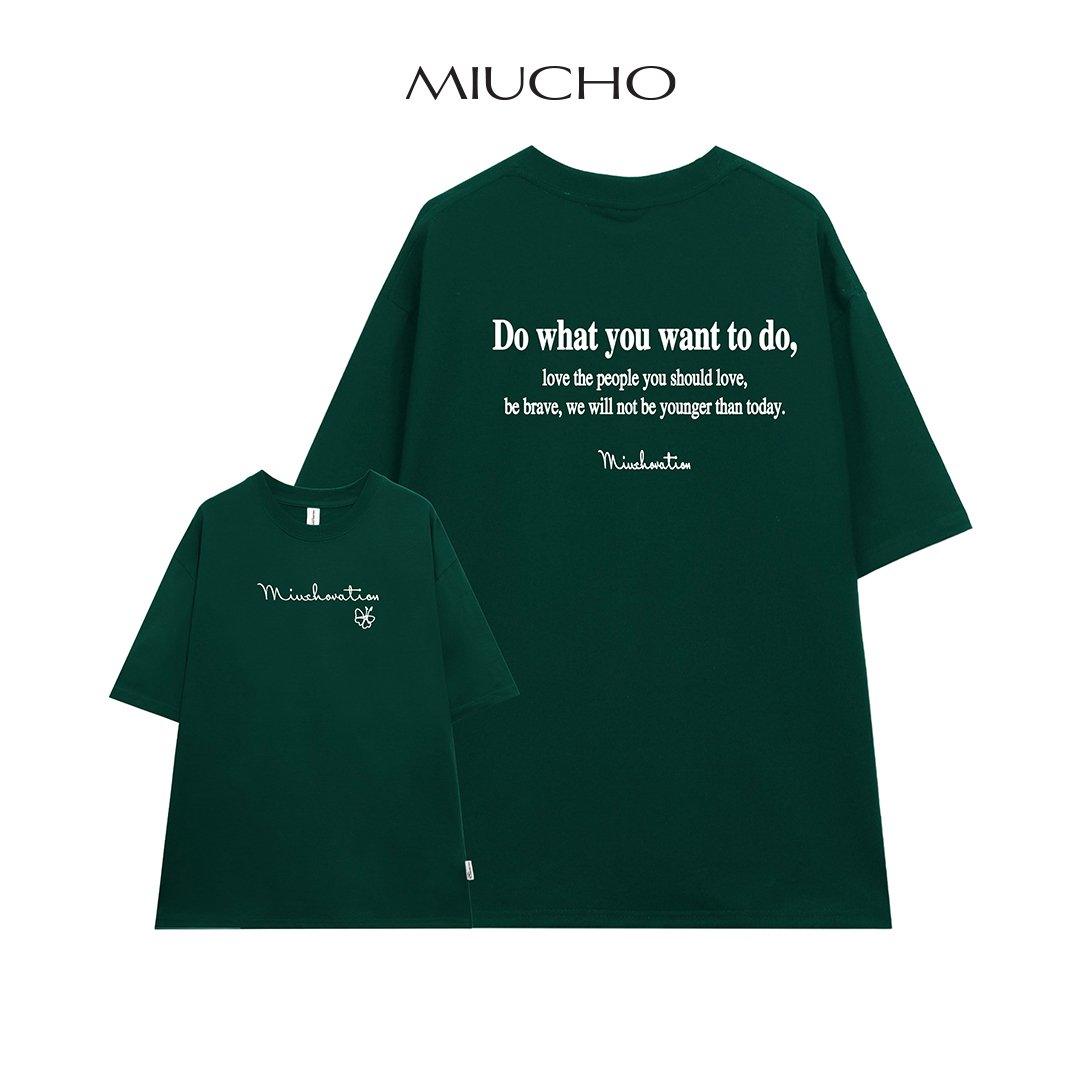 Áo thun unisex form rộng MT095 Miucho basic tee tay lỡ vải cotton mềm mại dành cho nam nữ in basic