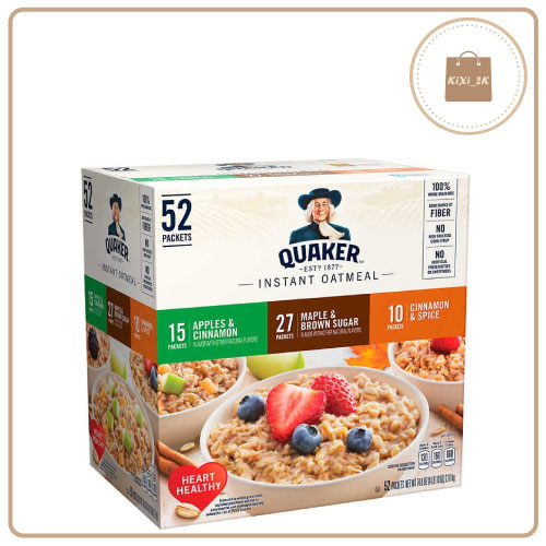 Yến Mạch Quaker Instant Oatmeal 3 vị (52 gói)