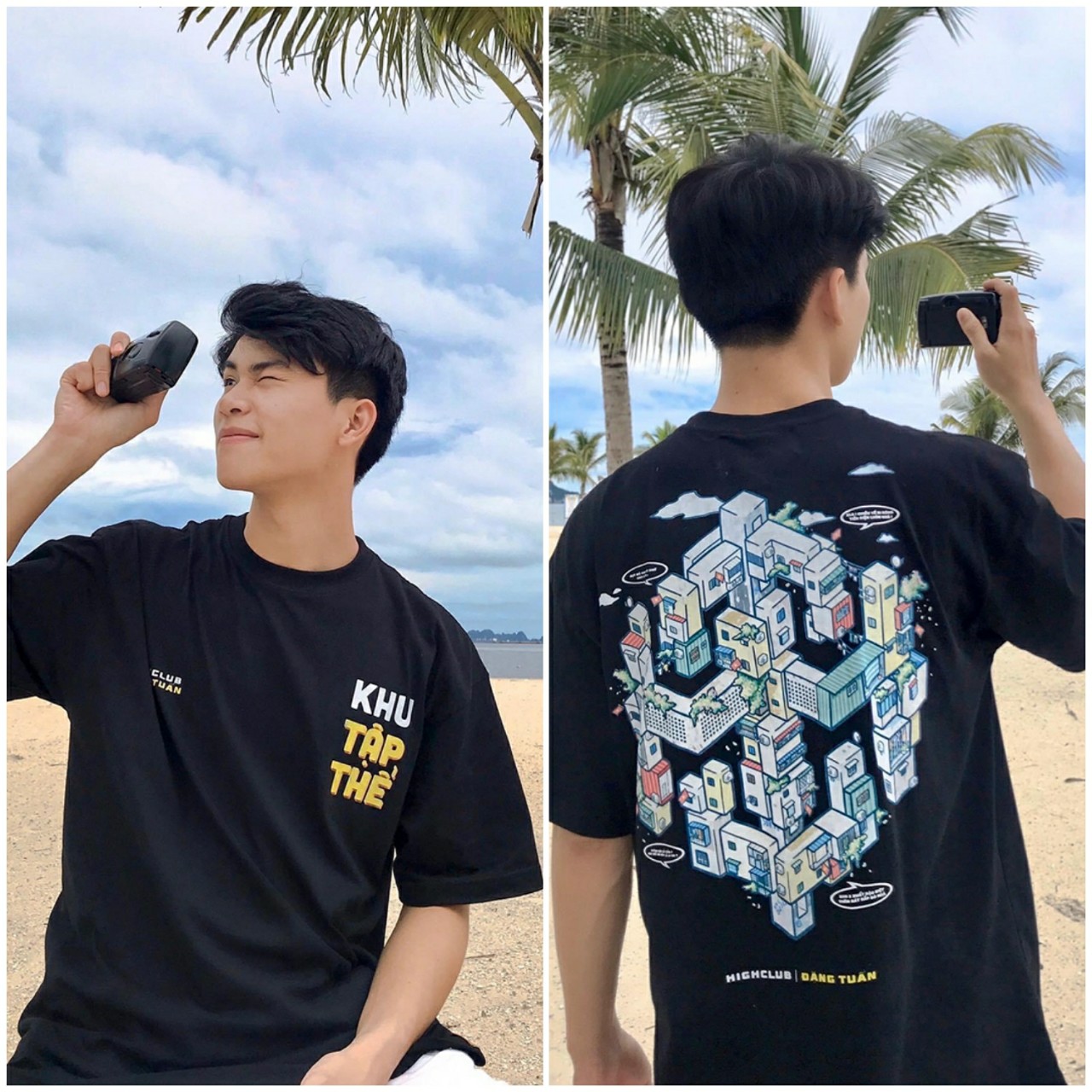 [XẢ KHO GIÁ TỐT] ÁO THUN UNISEX TAY LỠ phom rộng nam nữ Hot Trend 2020- Chữ Khu Tập Thể- Free size 40-70kg - ALOHA STYLE - Chất liệu vải cotton thấm hút tốt, thoải mái vận động