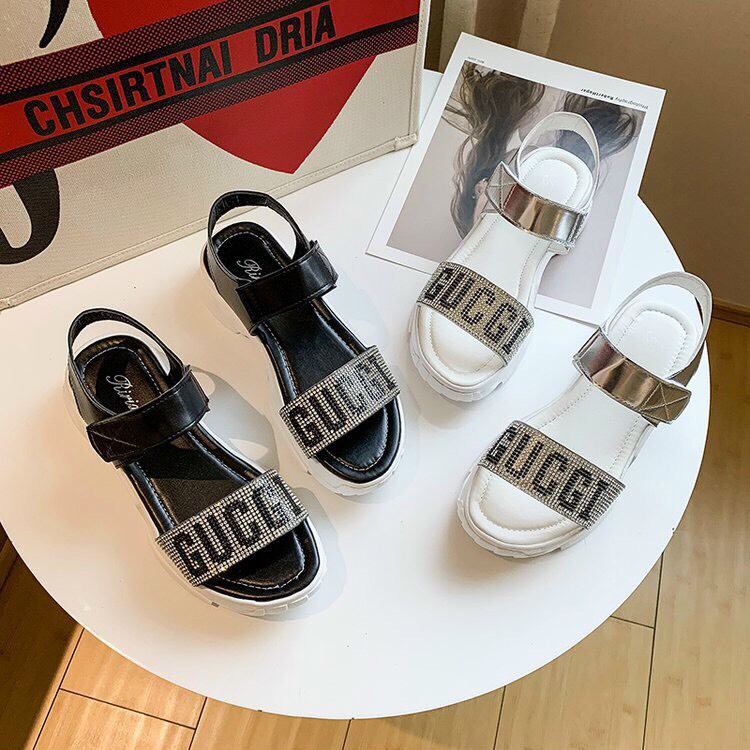 Dép sandan bánh mỳ ,dép xăng đan đế cao chữ đá sang chảnh