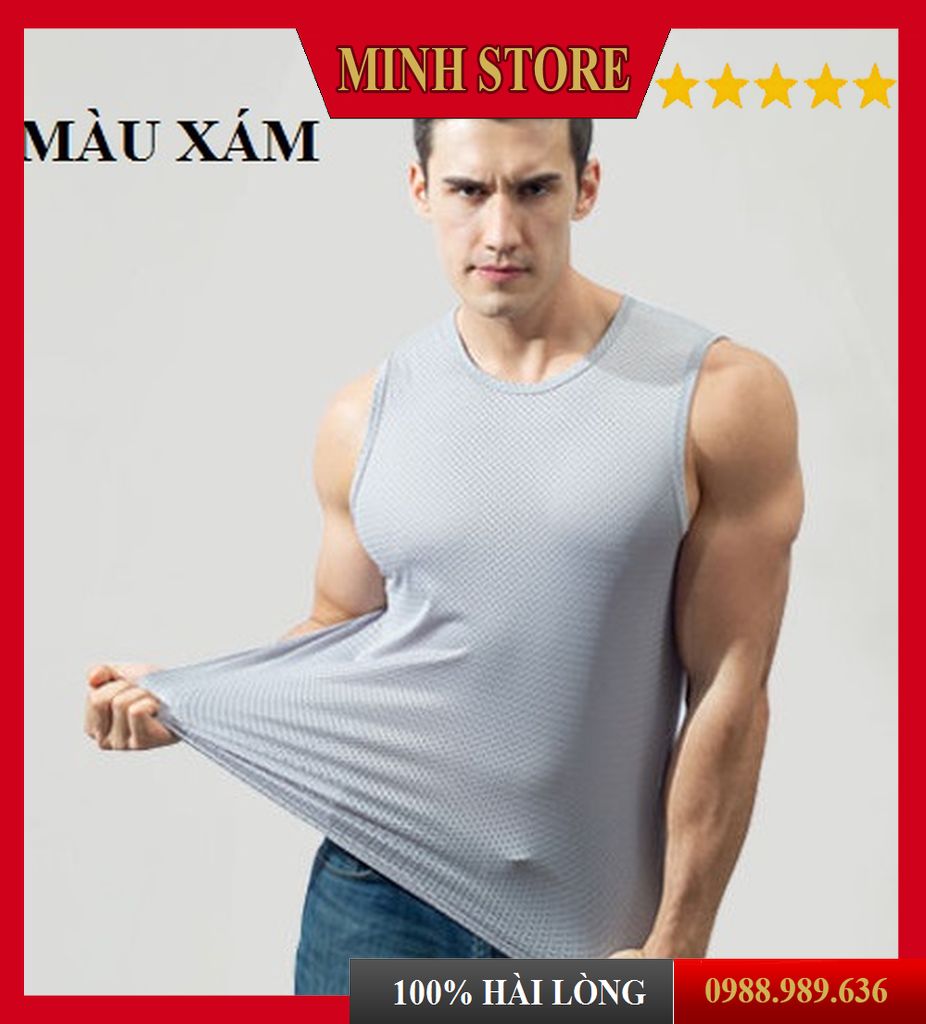 Áo Ba Lỗ Nam Lưới Thông Hơi sát nách mặc tập gym ở nhà Áo 3 lỗ nam thể thao siêu mát mùa hè - Minhstore5