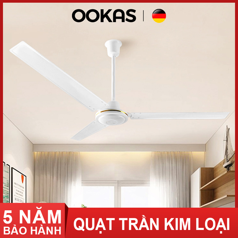 OOKAS Quạt trần Classic 3 cánh điện cơ gió mạnh màu trắng Quạt trần kim loại chất lượng caoQuạt cho phòng khách trường học Trang web khác nhau của nhà máy