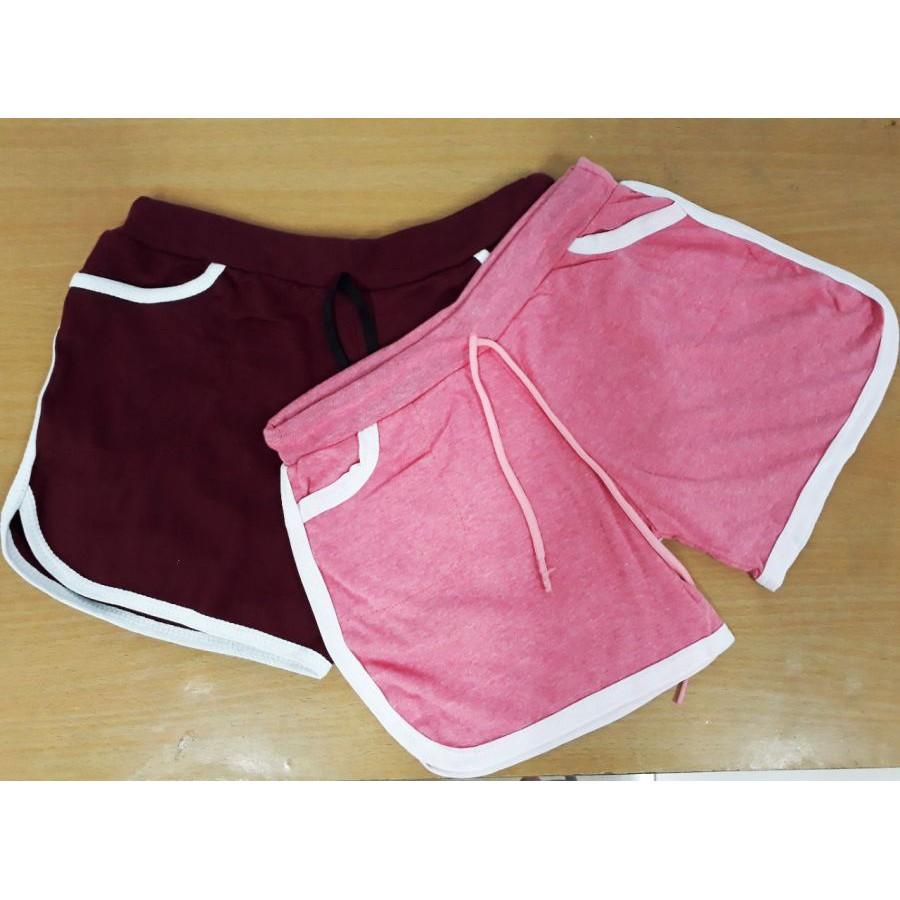 Quần đùi short nữ cotton dáng thể thao dây rút QG1