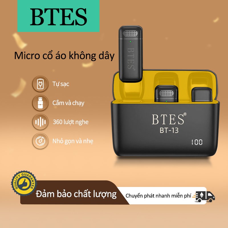 Micro thu âm điện thoại không dây, micro cài áo thu âm mini chính hãng, mic livestream chuyên nghiệp