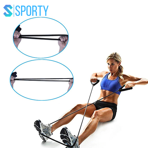 Dây tập kháng lực YOGA dây tập bụng co giãn, Dụng cụ tập GYM chính hãng SPORTY theo cấp độ 10, 15, 20, 25, 30LBS