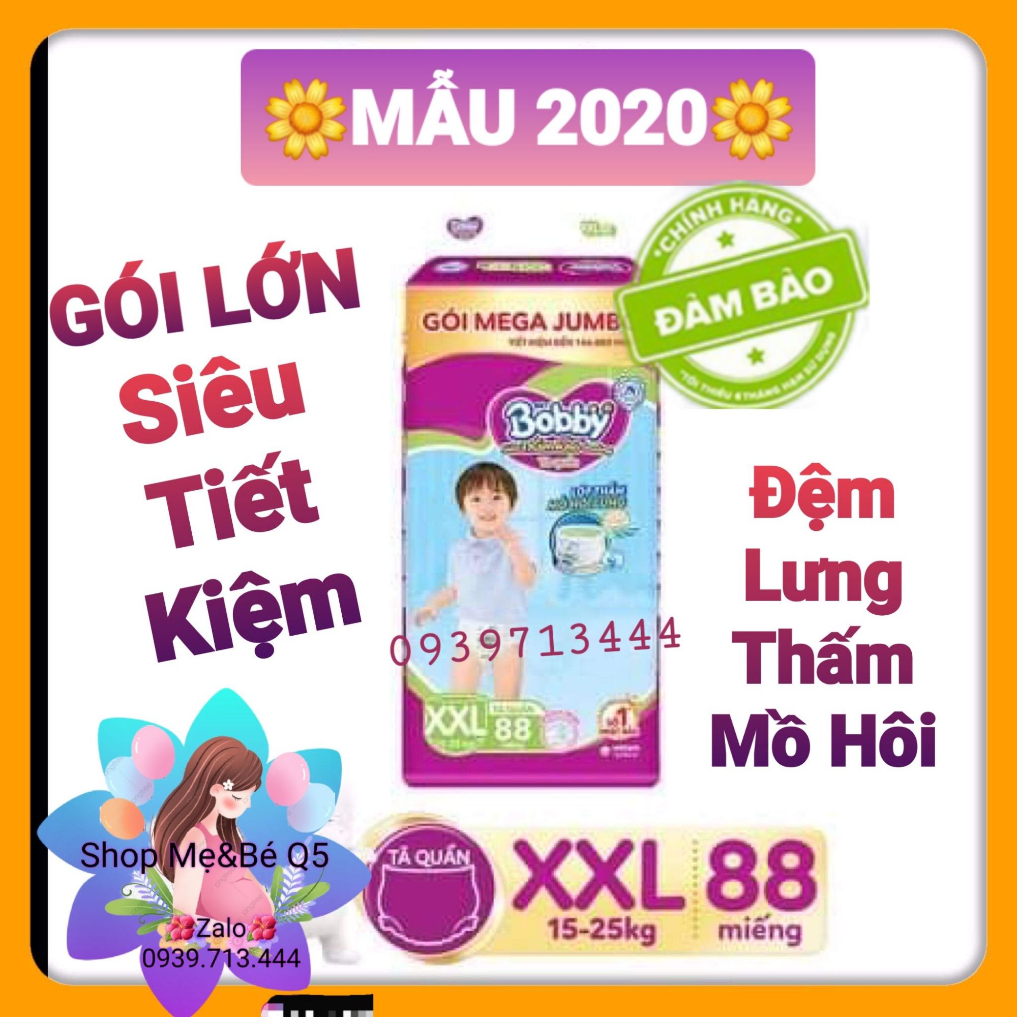 💥tã quần bobby gói mega jumbo đệm lưng thấm mồ hôi size xxl88 miếng