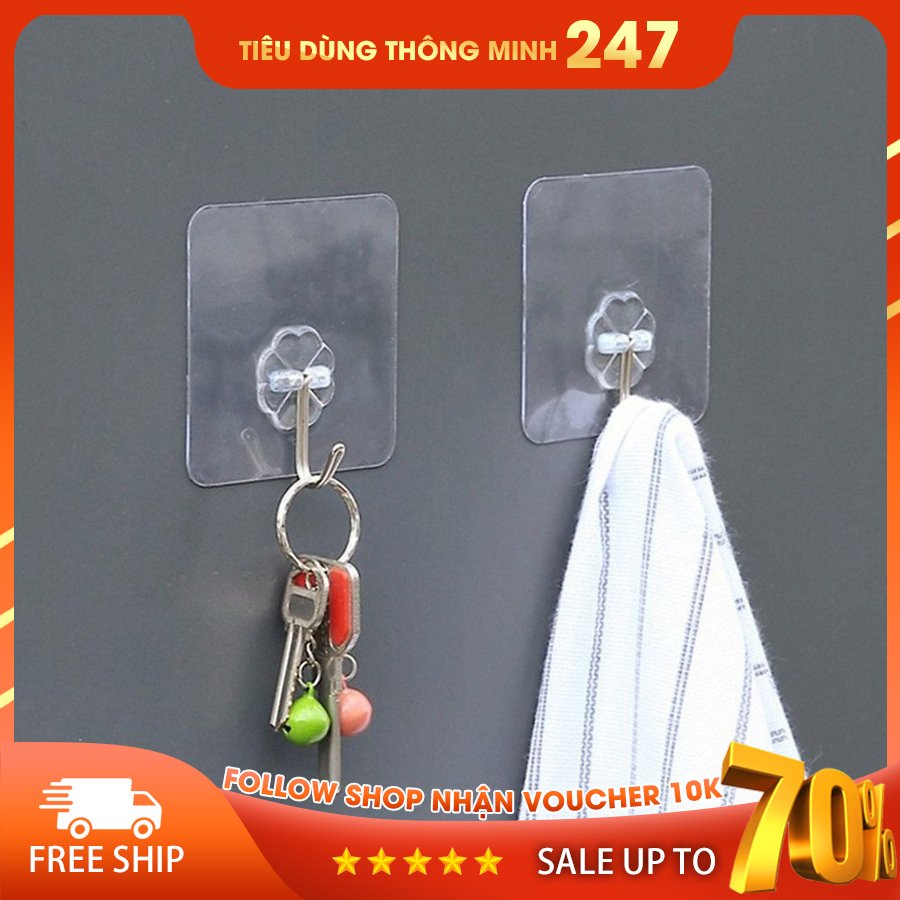 Combo 50 móc dán tường dính tường trong suốt Siêu chắc siêu chịu lực loại tốt